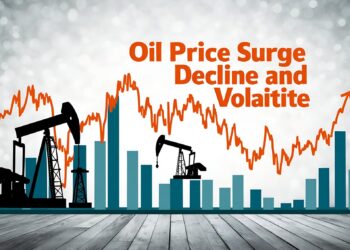 Petrol kuyusu ve düşüş gösteren borsa grafiklerinin yer aldığı illüstrasyon.